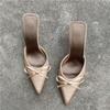 Moda Medias Zapatillas Puntiagudas para Mujer, Sandalias de Verano 2026 con Lazo, Mules de Tacón Alto de Aguja