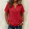 Nueva camisa a rayas para mujer con cuello en V, manga corta 2026, corte holgado, adecuada para tiendas en línea independientes, Amazon, verano, estilo europeo y americano