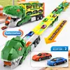 Carro Devorador de Dinossauros Transfronteiriço Tiranossauro Pista de Lançamento Dobrável Carrinho de Brinquedo Armazenamento Infantil Deslizante Carrinho de Brinquedo de Liga