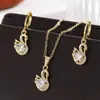 Pendientes de Cisne Pequeño Zirconia Super Brillante Diseño de Nicho Personalizado Coreano Colgante de Temperamento Juego de Joyas de Lujo Ligero