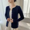 Vermelho-esbranquiçado ~ Cardigan grosso de cashmere torcido, jaqueta suéter de gola redonda para outono e inverno para mulheres, suéter de lã tricotado slim fit