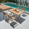 Mesas y Sillas de Madera para Exterior Patio Jardín Exterior Madera Anticorrosiva Pabellón Casa de Huéspedes Impermeable Protector Solar Exterior Madera Plástica Mesas y Sillas de Comedor
