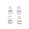 12x 8mm 0.5g plata antigua DIY accesorios para collar pulsera placa inglesa colgante redondo BFF