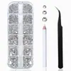 Nuevo set caliente de joyería para uñas color AB + taladro plano plateado completo taladro de punta sin logo pinzas curvas punto