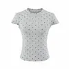 Camiseta Tendência de Manga Curta para Mulheres 2026 Nova Poá Retro Americano Slim Fit Top para Figuras Baixas