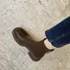 Botines de cuero suave, suela gruesa, con plataforma, para mujer, colección otoño/invierno 2026, elásticos, ajustados, forrados de felpa, con tacón grueso, botas de moda