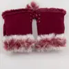 Guantes de Medio Dedo de Piel de Conejo Escarchada, Engrosados para Calidez Invernal, Adecuados para Uso en Interiores con Computadoras, Estilo Dulce, Sin Dedos, Guantes de Medio Dedo de Piel de Conejo Genuina al por Mayor