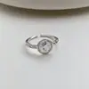 Anillo Redondo Retrato para Mujer, Cruz de Gota de Agua Geométrica, Anillo Abierto Simple, Diseño de Nicho Estilo Ins, Tendencia de Anillo para Dedo Índice