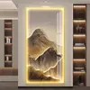 Nueva Pintura de Luz LED de Lujo Ligero Chino para Vestíbulo Paisaje Grandioso Pintura Colgante de Pared de Fondo para Sala de Estar Pasillo Pasillo Mural