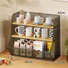 Prateleira de armazenamento de mesa, multifuncional para uso doméstico, com compartimentos em níveis para lanches, garrafas de água e outros itens; organizador de bancada de cozinha e porta-exibição; suporte de copo
