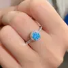 Anillo Octogonal Nuevo Estilo para Transmisión en Vivo, Corte Milenio Rosa, Verde-Morado Deslumbrante, Anillo de Flor de Rosa con Diamante de Alto Carbono, Anillo de Diamante