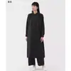2026 Otoño Nuevo Holgado Tallas Grandes Mujer Longitud Media Casual Versátil Cuello Solapa Algodón Lino Manga Larga Color Sólido Vestido Camisa