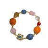 Pulsera de Cuentas de Transferencia Duobao Colorida Pulsera de Escrituras Diseño de Estilo Nacional Pulsera de Cristal Blanco Cristal Rosa Tesoro Azul Joyería