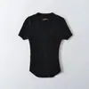 Camiseta de punto acanalado elegante de manga corta con cuello en V estilo coreano para mujer, nuevo modelo de verano, corte ajustado, top versátil que estiliza la cintura