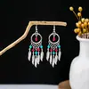 Pendientes de Borla de Plata Miao Estilo Étnico, Pendientes de Borla Turquesa Bohemios, Pendientes de Atracción Turística de Minorías Étnicas