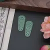 Pingente Folha de Salgueiro em Acetato Verde Esmeralda Escavado Vazado, Pingente Árvore da Fortuna, Pingente Longo de Jade Sintético Verde Completo