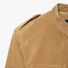 Coleção Outono/Inverno 2026: Estilo Europeu e Americano, gola alta retrô, modelagem que emagrece, jaqueta elegante, blusa de manga longa lisa, moderna