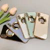 Para Apple x Fuga Funda de Teléfono con Patrón de CD Galvanizado iphone14 Color Sólido Anillo de Metal tpu Cubierta Protectora
