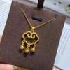 Vietnã ouro oco Xiangyun longa vida bloqueio colar de cobre das mulheres banhado a ouro elegante elegante Ruyi Gold pingente de trava de segurança