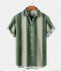 Camisa de Hombre Europea y Americana Transfronteriza Nueva Estampada en 3D Moda Simple Casual Cuadros Transpirable Manga Corta