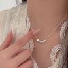 Collar de azúcar cuadrado pequeño simple de lujo ligero de plata de ley s925 Heng para mujer Cadena para la clavícula de nicho nuevo de verano Dongdaemun Corea del Sur