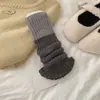 Calcetines cálidos de bloques de color para otoño e invierno para mujer, con encaje y rayas verticales, de punto, y en estilo Lolita JK japonés