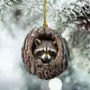 Cross Border New Owl Raccoon Decorações de Natal Árvore de Natal Pingente 2D Impressão Plana Acrílico Pequeno Pingente