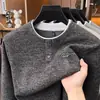 Moletom Masculino Estilo Old Money com Gola Dupla e Falsa Gola, Novidade Outono 2026, Gola Redonda Casual de Manga Longa para Homens