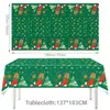 Mantel Desechable de Papel de Aluminio Navideño con Estampado de Dibujos Animados de Santa Claus, Mantel Impermeable para Decoración de Mesa de Fiesta Navideña