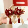 Ramillete de Boda para el Novio, la Novia, Miembros de la Familia, Padrinos, Damas de Honor, Padres, Broche, Celebración de Boda, Boutonnière de Estilo Chino, Rojo
