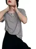 Camiseta Casual Suelta de Canalé con Mangas Cortas para Hombre, Nuevo Estilo de Verano con Caída, Transpirable y Diseño de Cuello con Hebilla Metálica