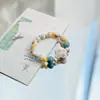 Pulsera de cerámica de Jingdezhen, nueva y que no se decolora, para estudiantes mujeres, pulsera de cuentas de estilo antiguo, pulsera de cerámica fresca y moderna