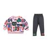 T Conjunto de Moda de Primavera y Otoño para Niñas Lindo Top Infantil con Letras Graffiti Suéter de Manga Larga Pantalones Casuales Ropa Infantil Popular en Internet