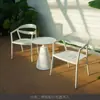 Muebles de Exterior Balcón Exterior Cafetería Tienda de Té con Leche Mesas y Sillas Comedor Placa de Aluminio Placa de Roca Mesa Cuadrada Impermeable Protector Solar Mesa Redonda