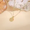 Luochen Venta Caliente Transfronteriza Collar Colgante Redondo Hueco Símbolo de la Suerte Diseño de Nicho Lujo Ligero Sensación de Alta Gama Cadena para la Clavícula