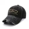 Boné de Baseball de Brim Bordado Vintage Desgastado Unissex Primavera Verão Casual Chapéu de Sol Tendência Coreano