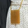 Bolsa de Corrente Vertical Aberta com Contas Simples Feita à Mão Europeia e Americana Tecida Retro Âmbar Mini Bolsa Transversal para Celular