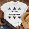 Nuevo Mayoreo Feliz Navidad Árbol de Navidad Papá Noel Simple Media Manga Casual Dibujos Animados Blanco Camiseta Manga Corta Mujer
