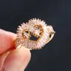 Anillo Abierto Doble Capa Forma de Corazón de Lujo Ligero Transfronterizo, Anillo de Alta Gama y Exquisito, Regalo Versátil, Accesorio de Mano de Nicho