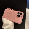 Funda Simple de Piel de Cordero con Camelia para Apple 15 iPhone14Promax Resistente a Caídas 13 Funda Protectora para Mujer