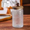 Frasco de Vidrio Sellado con Relieve, Botella para Almacenamiento de Granos y Productos Secos, Tapa de Madera de Bambú de Gran Capacidad, Botella Vacía de Boca Ancha para Almacenamiento de Alimentos