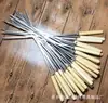 Brochetas de Acero Inoxidable para Barbacoa con Mangos de Madera, Pinchos de Madera para Barbacoa, Brochetas de Madera para Barbacoa, Herramientas de Barbacoa para Asar Brochetas y Carne