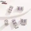 Cobre Chapado en Oro de 14K con Diamantes, Espaciadores Pequeños Giratorios de Doble Capa para Cintura, Cierre de Tornillo Giratorio de Oro Blanco Conector de Perla