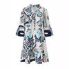 Ropa de Mujer de Estilo Étnico de Comercio Exterior Europeo y Americano Amazon 2024 Estilo Vacacional Vestido Floral Casual Holgado de Mujer