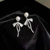 Novos Brincos de Laço com Bolinhas e Pérolas para Mulheres, Brincos Luxuosos e Elegantes de Alta Qualidade, Brincos Estilo Doce de Celebridade da Internet