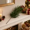Ramas artificiales de tuya, ramas gruesas estilo bosque, decoraciones de agujas de pino, adornos de plantas verdes para escritorio, accesorios decorativos frescos y naturales para Navidad