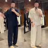 Diseño Estilo Old MoneyNueva Moda de Verano para Hombres: Conjunto Moderno, Sencillo, Genial y Transpirable de Camisa y Pantalones Casuales