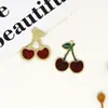 Estilo Coreano Pêssego Fresco Coração Cereja Acessórios para Joias DIY Brincos de Gota de Óleo de Liga Pingente Pequeno Pingente