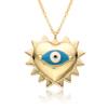 Collar Ojo de Diablo con Zircón Colorido Transfronterizo con Goteo de Aceite para Mujer, Latón Micro-Incrustado Chapado en Oro, Collar Ojo de Diablo Azul Europeo y Americano