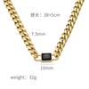 Collar de cadena cubana de circonita cuadrada de tendencia de personalidad europea y americana transfronteriza para mujer, oro de 18k, acero de titanio, joyería al por mayor que no se desvanece